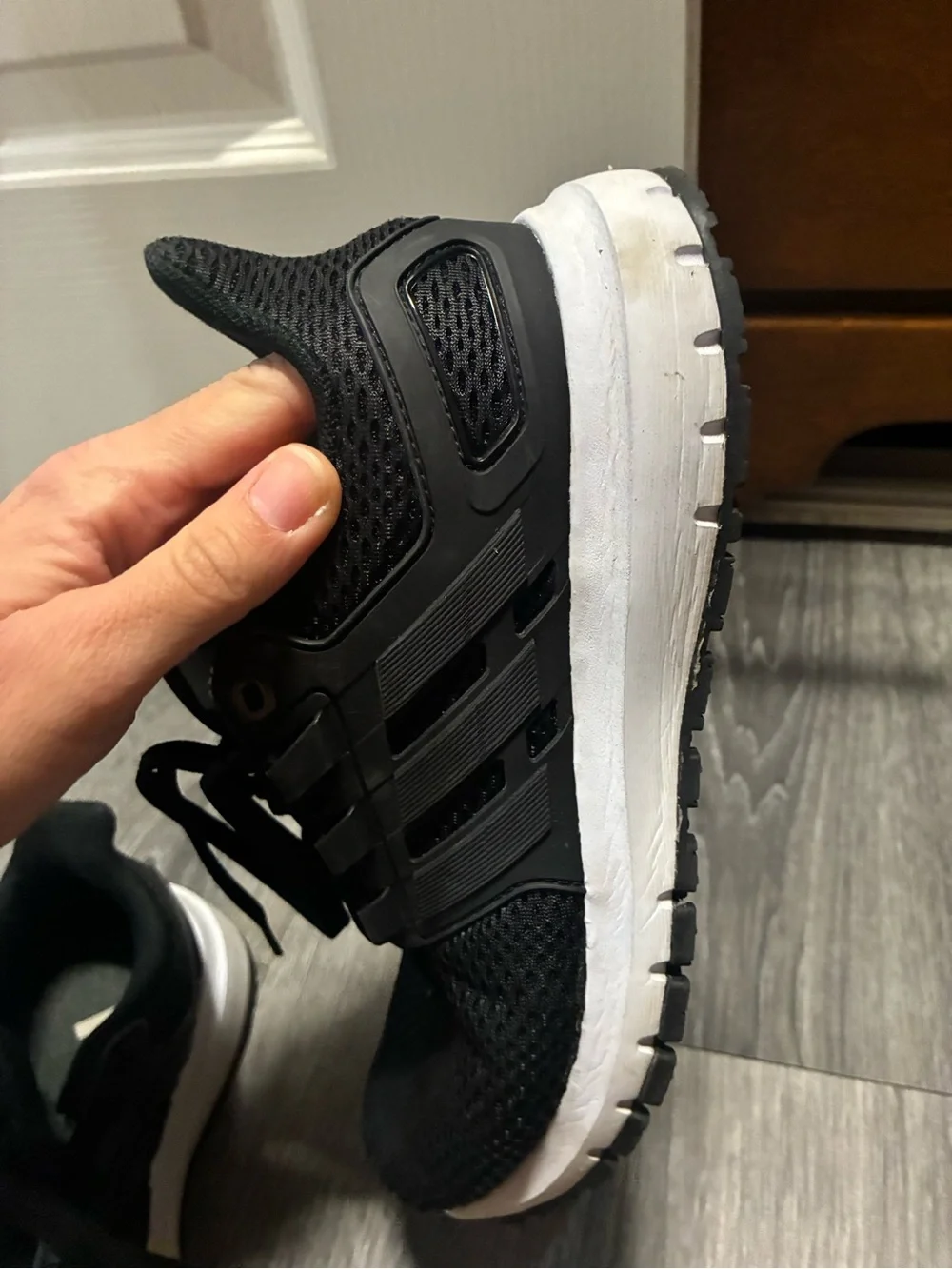 adidas Black and White Mesh Athletic Sneakers